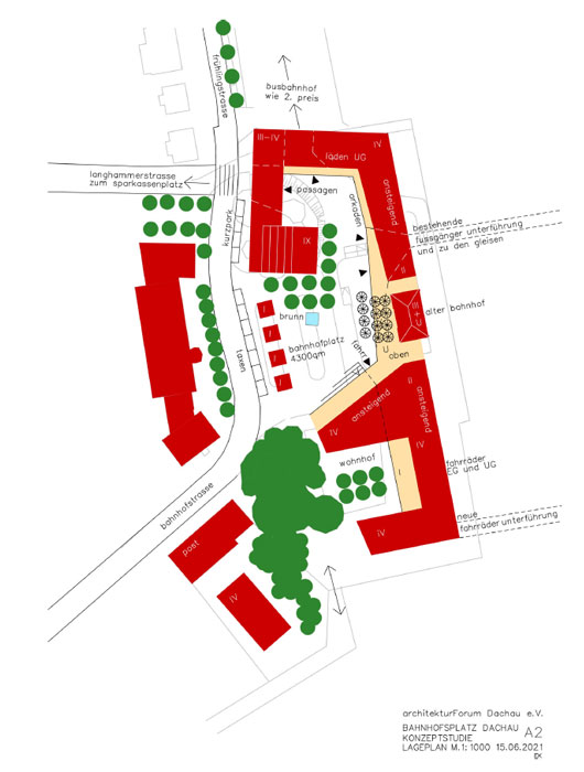 Konzeptstudie A2 Bahnhofsvorplatz Dachau ©Architektuforum Dachau 2021